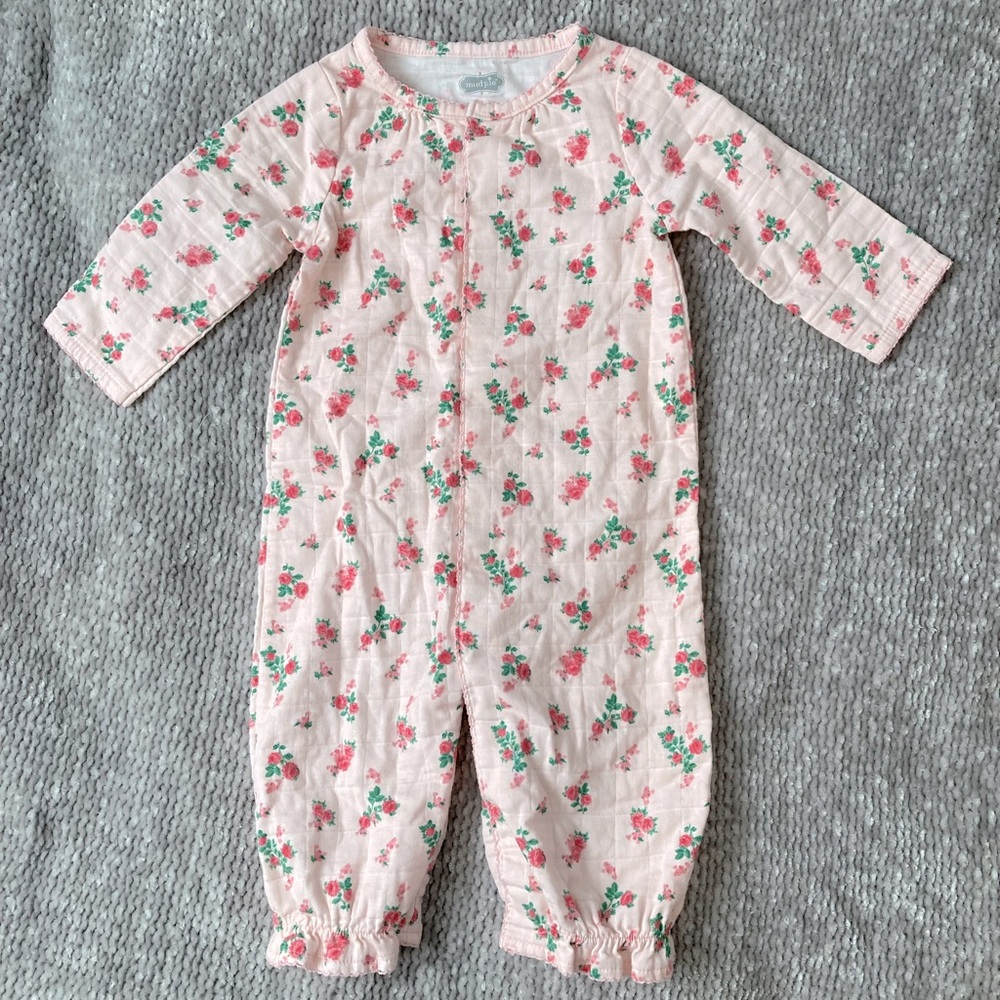 Mud Pie Baby 3-6M Pink Floral Cotton Romper One Piece Cottagecore